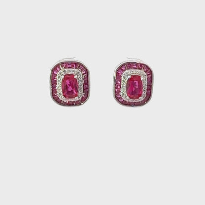 Great Gatsby Stud Earrings Ruby Silver