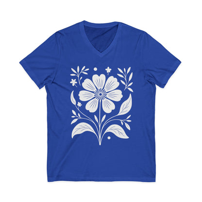 Petalis Blanco - Short Sleeve V Neck