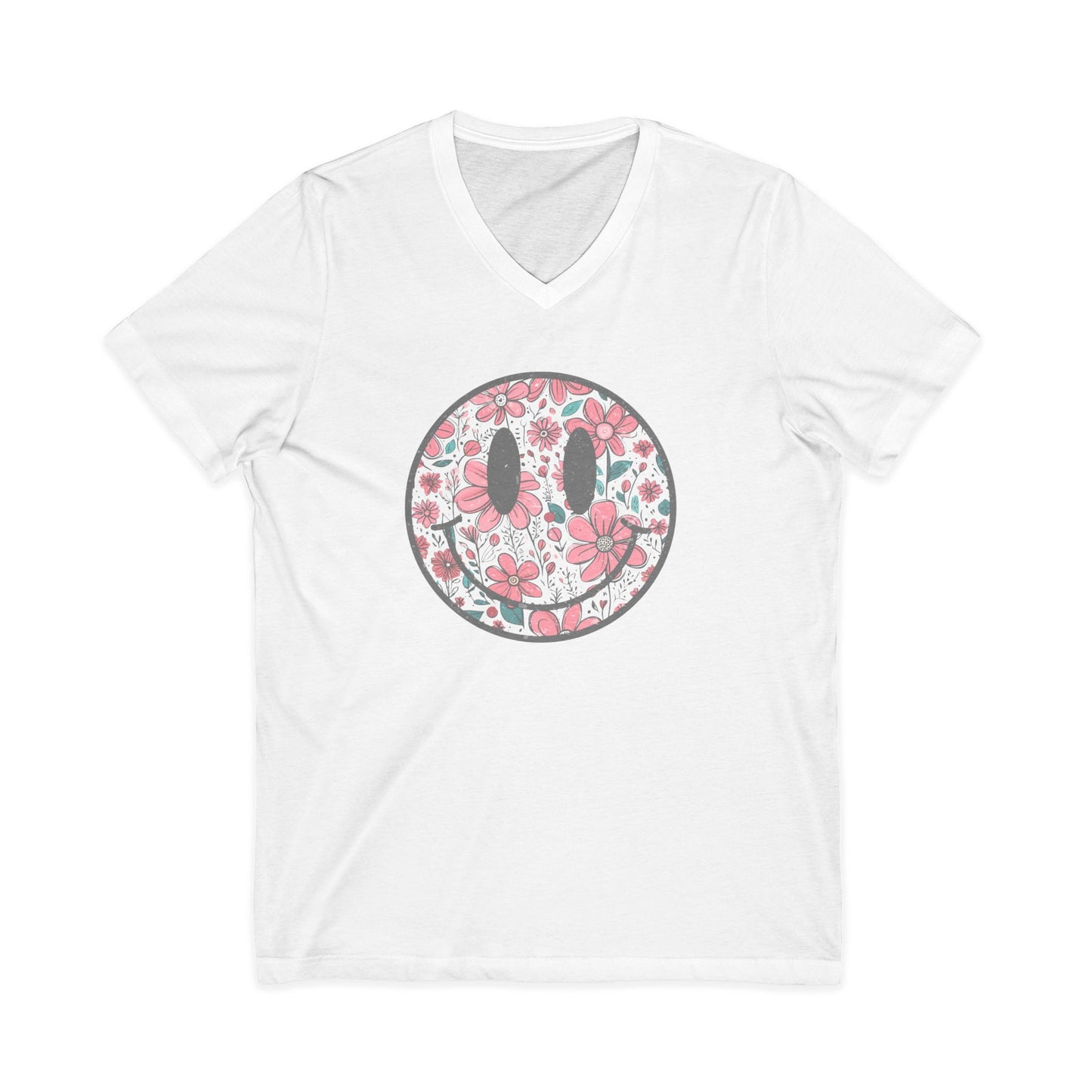 Flower Smile - Short Sleeve V Neck