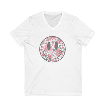 Flower Smile - Short Sleeve V Neck