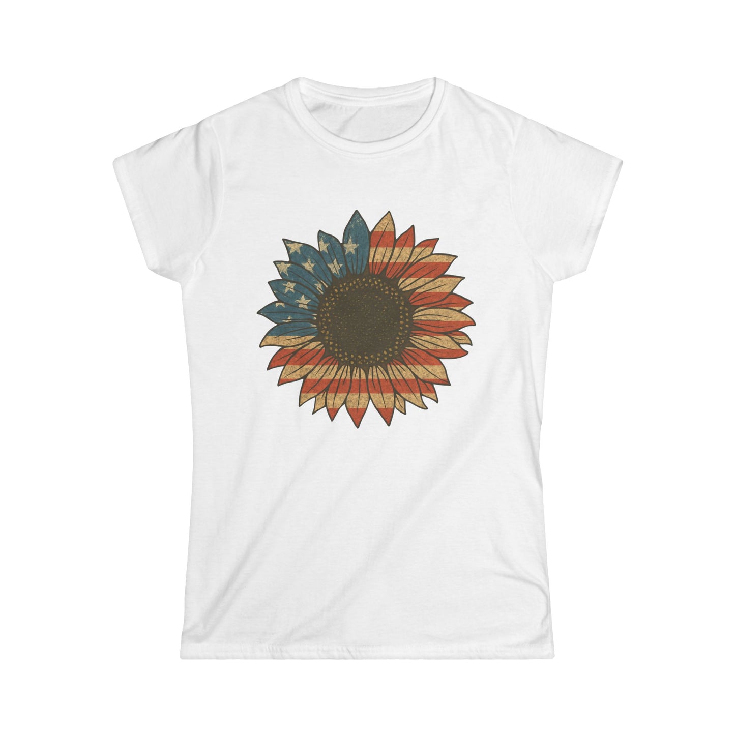 Stars & Stripes Sunflower - Women's Softstyle Tee