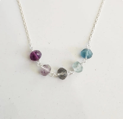 Color Change Ombre Fluorite Beaded Chain Necklaces