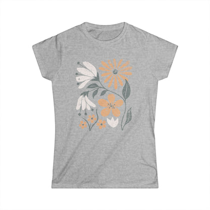 Vintage Distressed Field of Bloom Floral - Women's Softstyle Tee