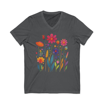Vibrant Wildflower - Short Sleeve V Neck
