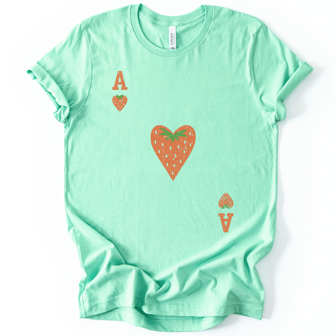 The Ace Of Strawberries, Vintage Distressed Print - Bella Canvas Super Soft Fitted T Shirt