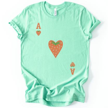 The Ace Of Strawberries, Vintage Distressed Print - Bella Canvas Super Soft Fitted T Shirt