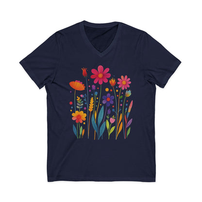 Vibrant Wildflower - Short Sleeve V Neck