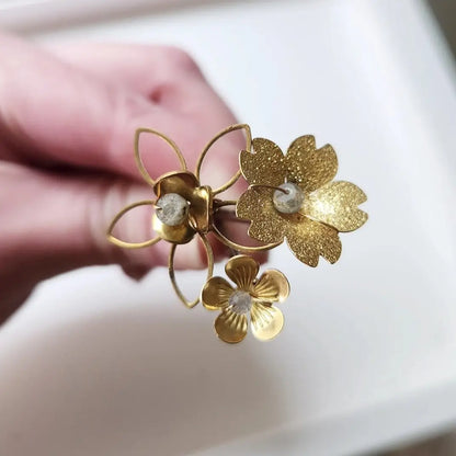 Brass Flower & Rainbow Labradorite Hairpins For Any Hairdo