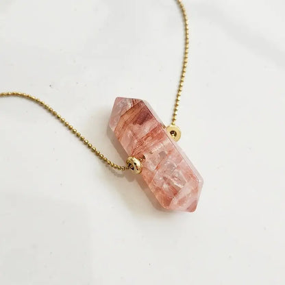 Beaded Herkimer Diamond and Lepidocrocite Brass Necklaces