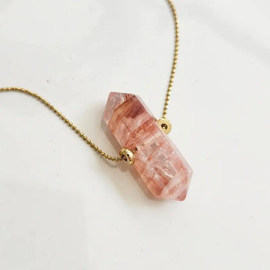 Beaded Herkimer Diamond and Lepidocrocite Brass Necklaces