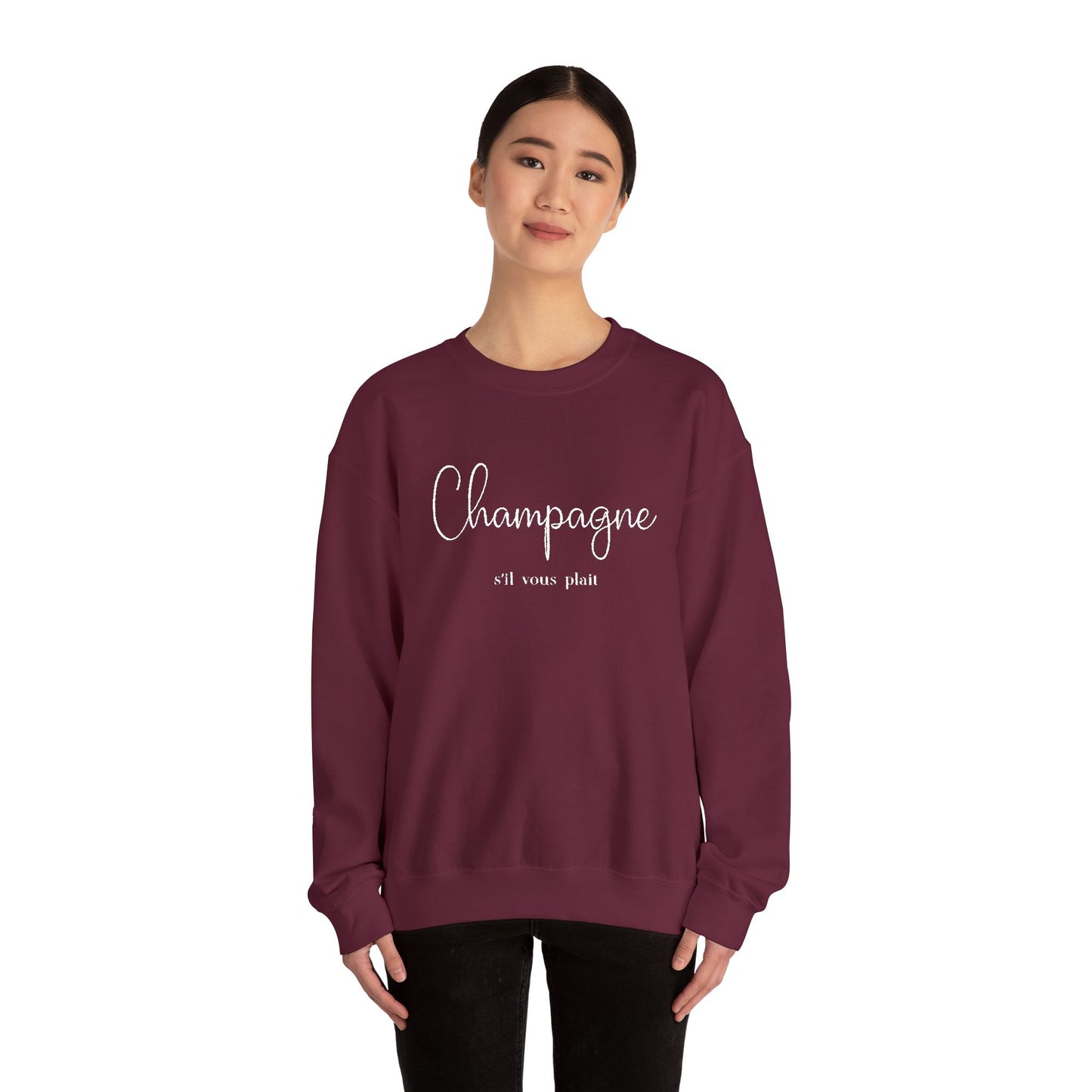Champagne, s'il vous plait.  - Embroidery,  Crewneck