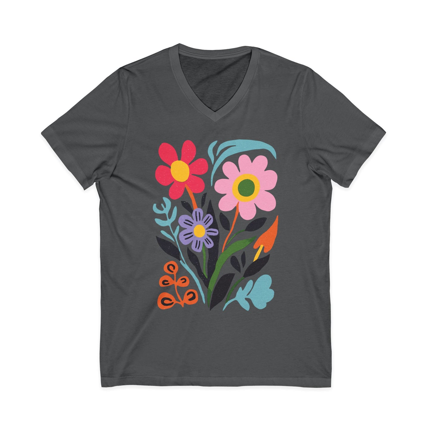Vivid Floral - Short Sleeve V Neck