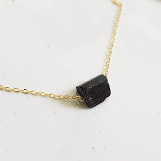 Earthy Black Tourmaline Natural Crystal Focal Necklace