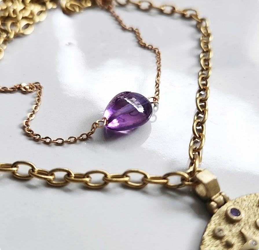 Stars and Moon Zodiac Charm, Cz & Purple Sapphire Necklaces
