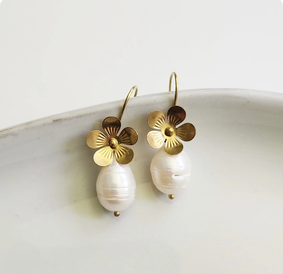 Gemstones, Pearls and Flower Girl Dangle & Drop Earrings