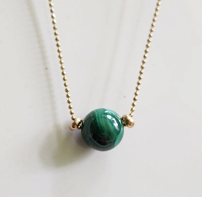 Kyanite and Malachite Globe Focal and Ball Chain Necklaces