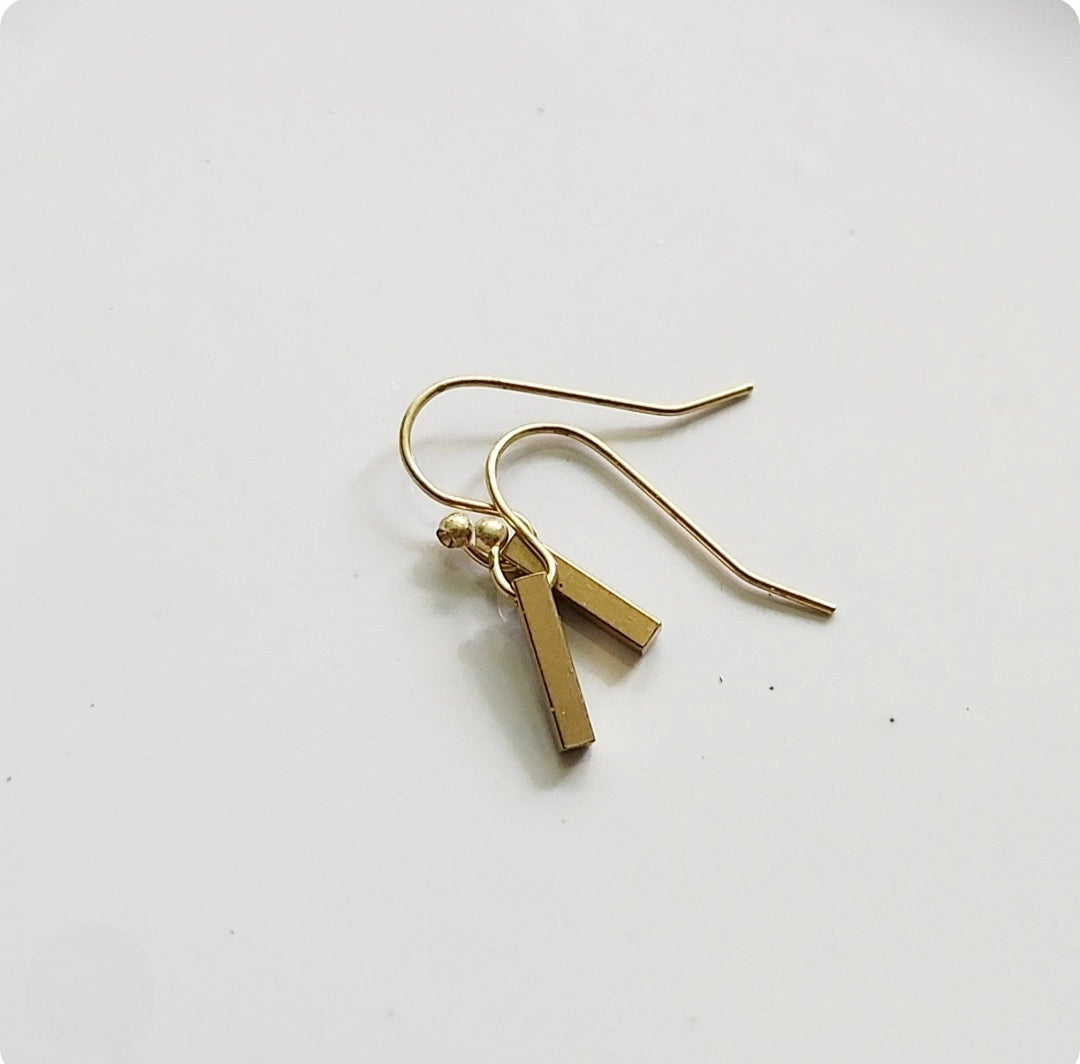 Brass Bar Edgy Dangle Earrings, Wardrobe Staple Jewelry