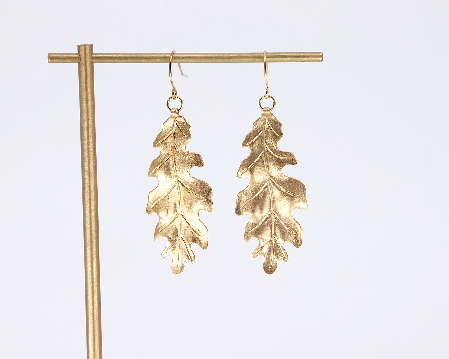 Brass Oak Leaf Dangle Earrings, Floral Botanical Jewelry