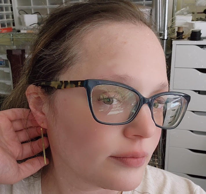 Lightweight Slim Brass Bar Dangle & Drop Earrings