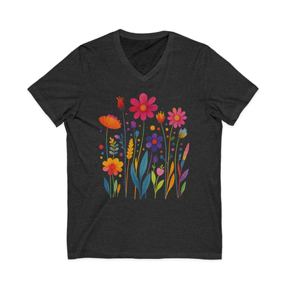 Vibrant Wildflower - Short Sleeve V Neck