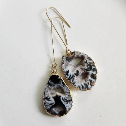 Gold Plated Agate/Druzy Dangle and Drop Earrings