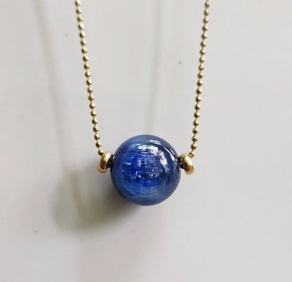 Kyanite and Malachite Globe Focal and Ball Chain Necklaces