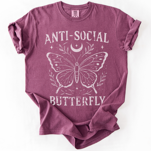Anti-Social Butterfly -  Comfort Colors Relaxed Fit Premium T Shirt