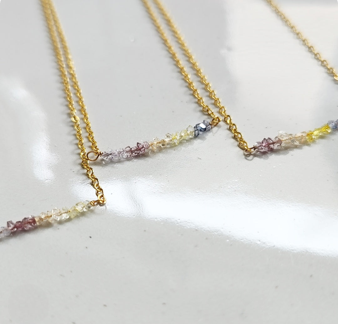 Sunrise Ombre Herkimer Diamond Beaded Necklace