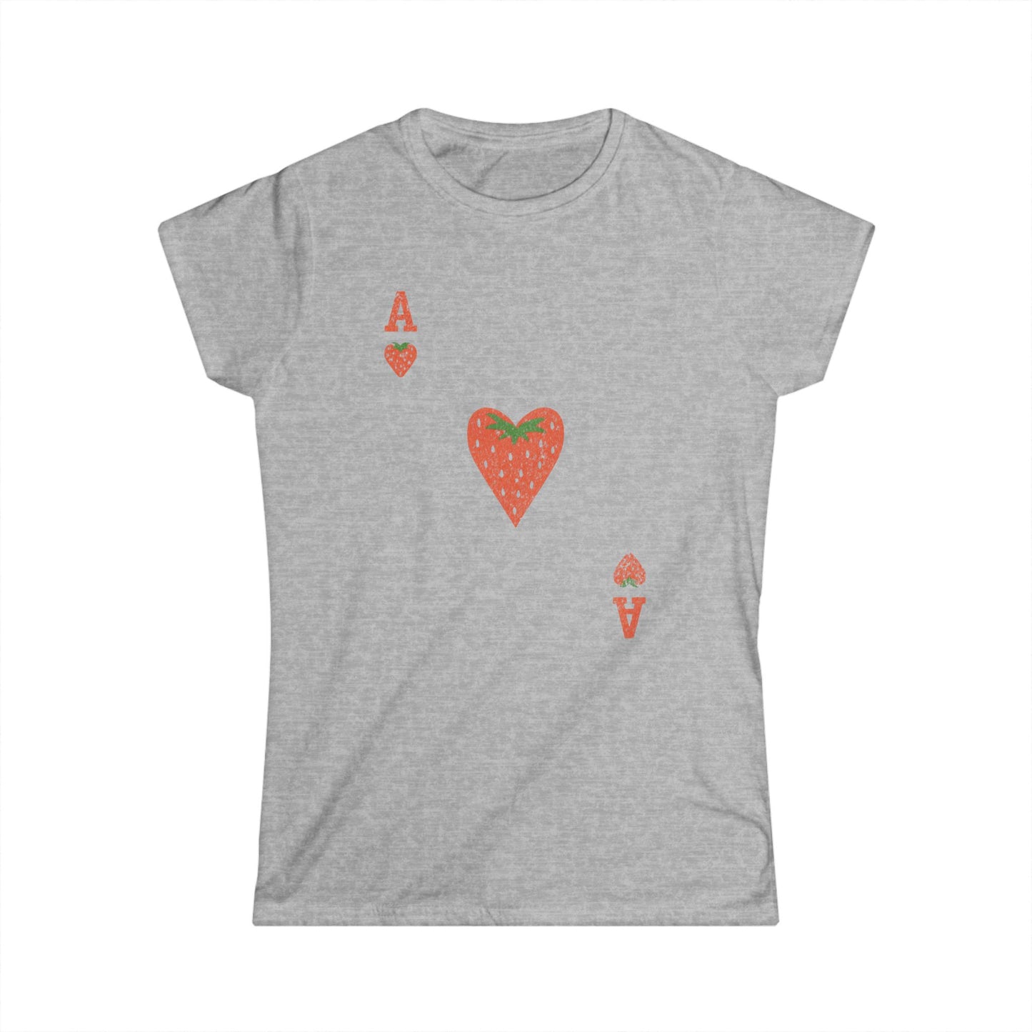 The Ace Of Strawberries, Vintage Distressed Print - Women's Cut Fitted Tee