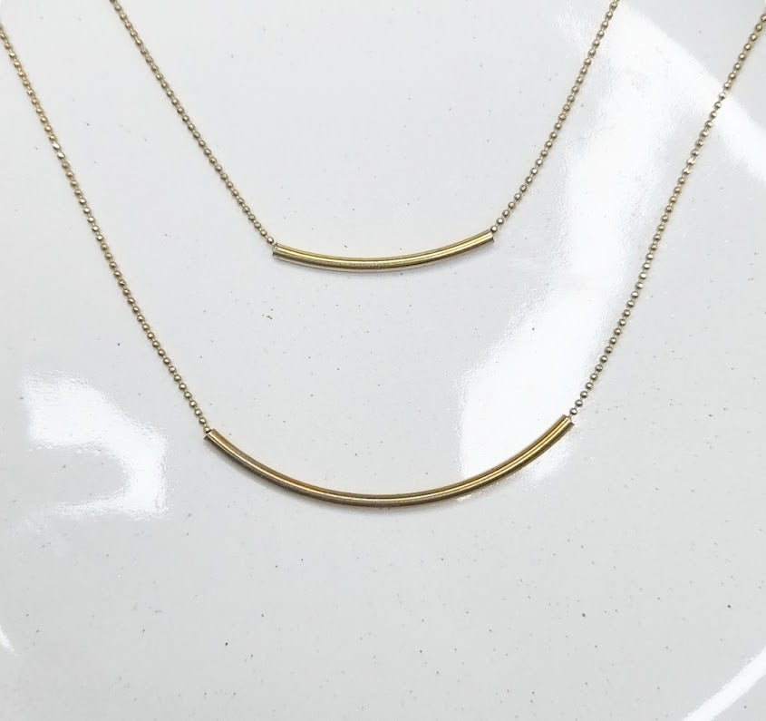 Threaded Brass Beaded Layering Focal Necklaces On Ball Chain