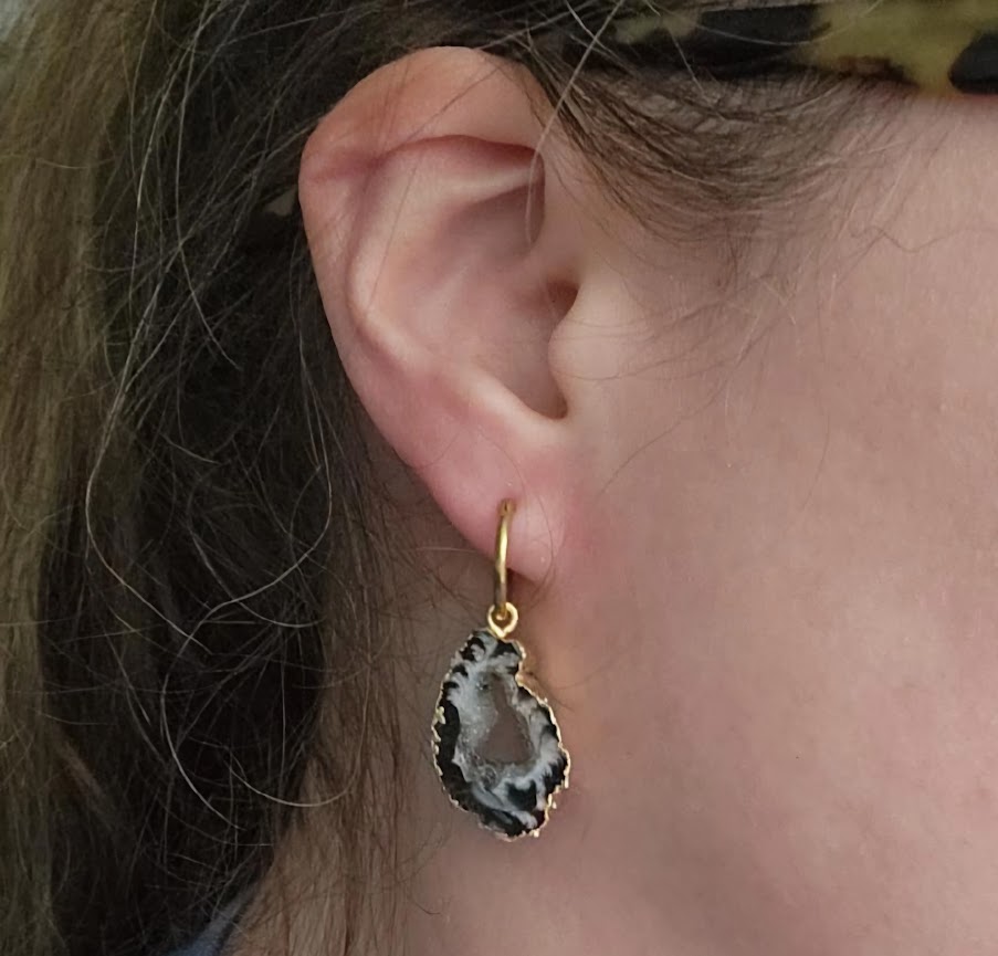 Gold Plated Agate/Druzy Dangle and Drop Earrings