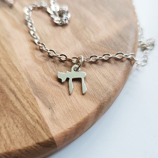 Sterling Silver Chai "Life" Charm Necklace, Symbolic Jewelry