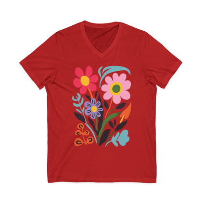 Vivid Floral - Short Sleeve V Neck