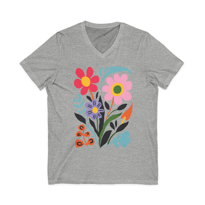 Vivid Floral - Short Sleeve V Neck