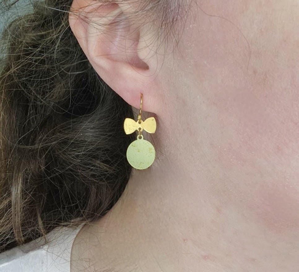 Bow and Charms Dangle and Drop Earrings, Flower Girl Jewelry