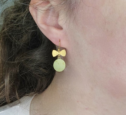 Bow and Charms Dangle and Drop Earrings, Flower Girl Jewelry