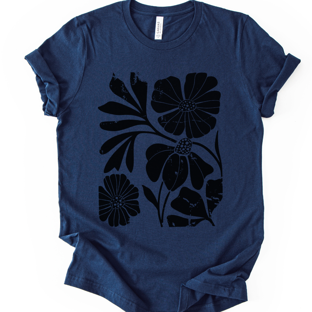 Artistic Boho Floral Print - Bella Canvas Super Soft Fitted T Shirt