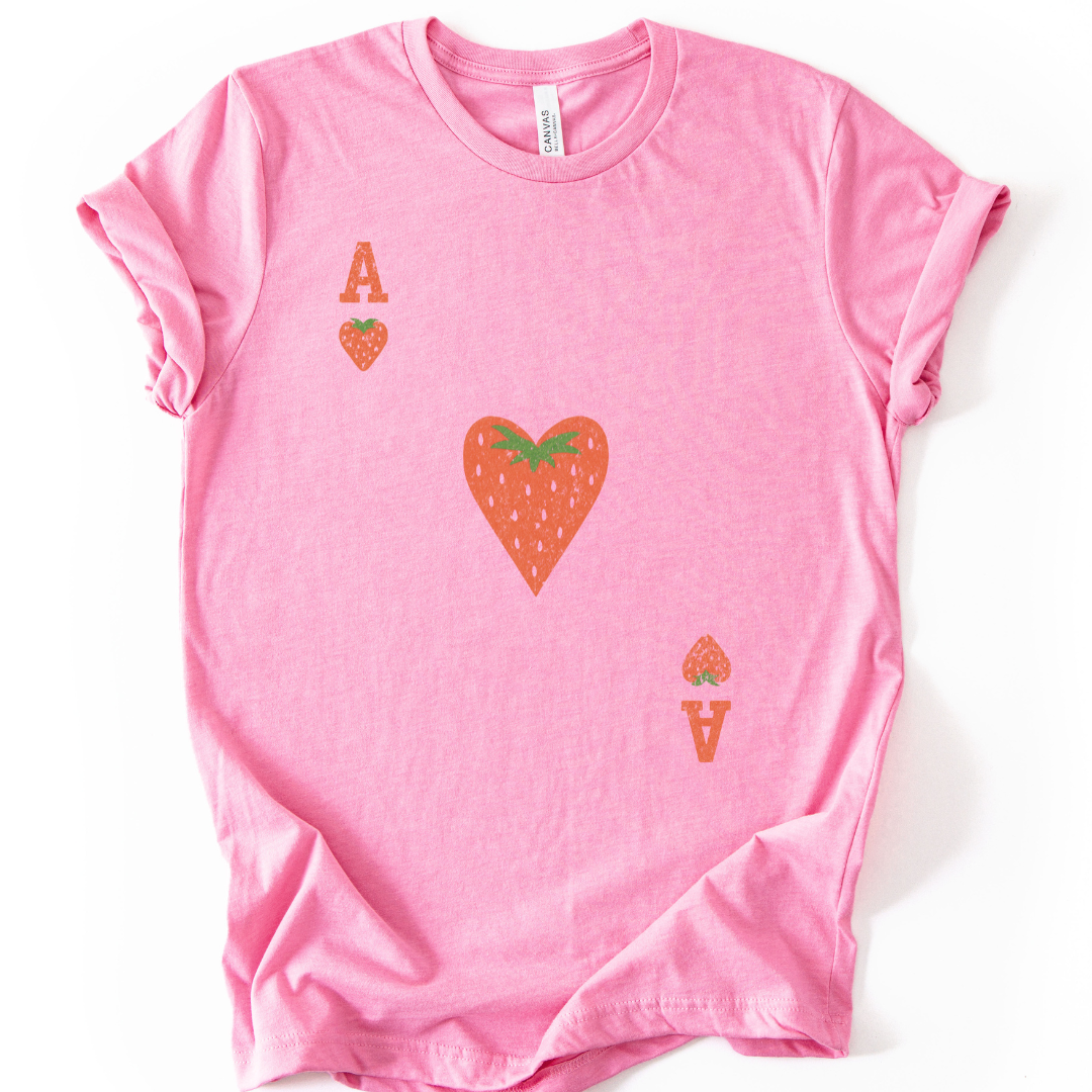 The Ace Of Strawberries, Vintage Distressed Print - Bella Canvas Super Soft Fitted T Shirt
