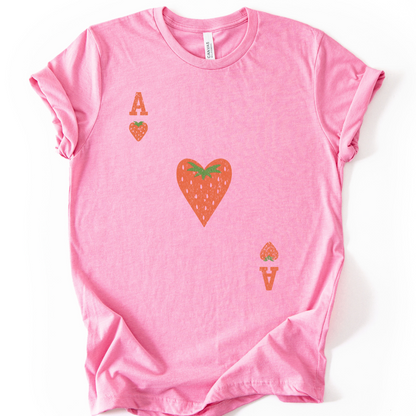 The Ace Of Strawberries, Vintage Distressed Print - Bella Canvas Super Soft Fitted T Shirt