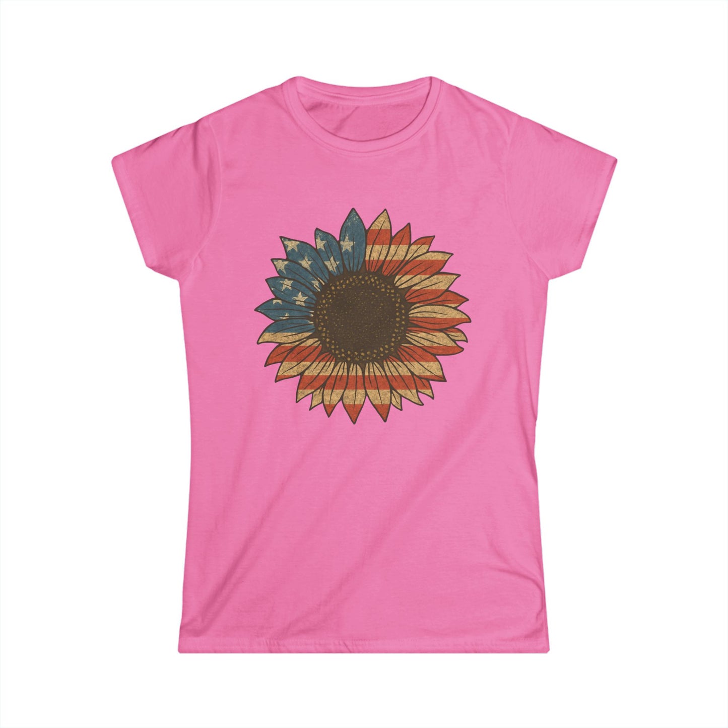 Stars & Stripes Sunflower - Women's Softstyle Tee