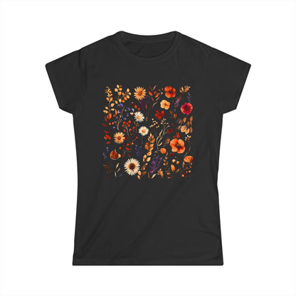 Autumn Boho Floral Print - Women's Softstyle Tee