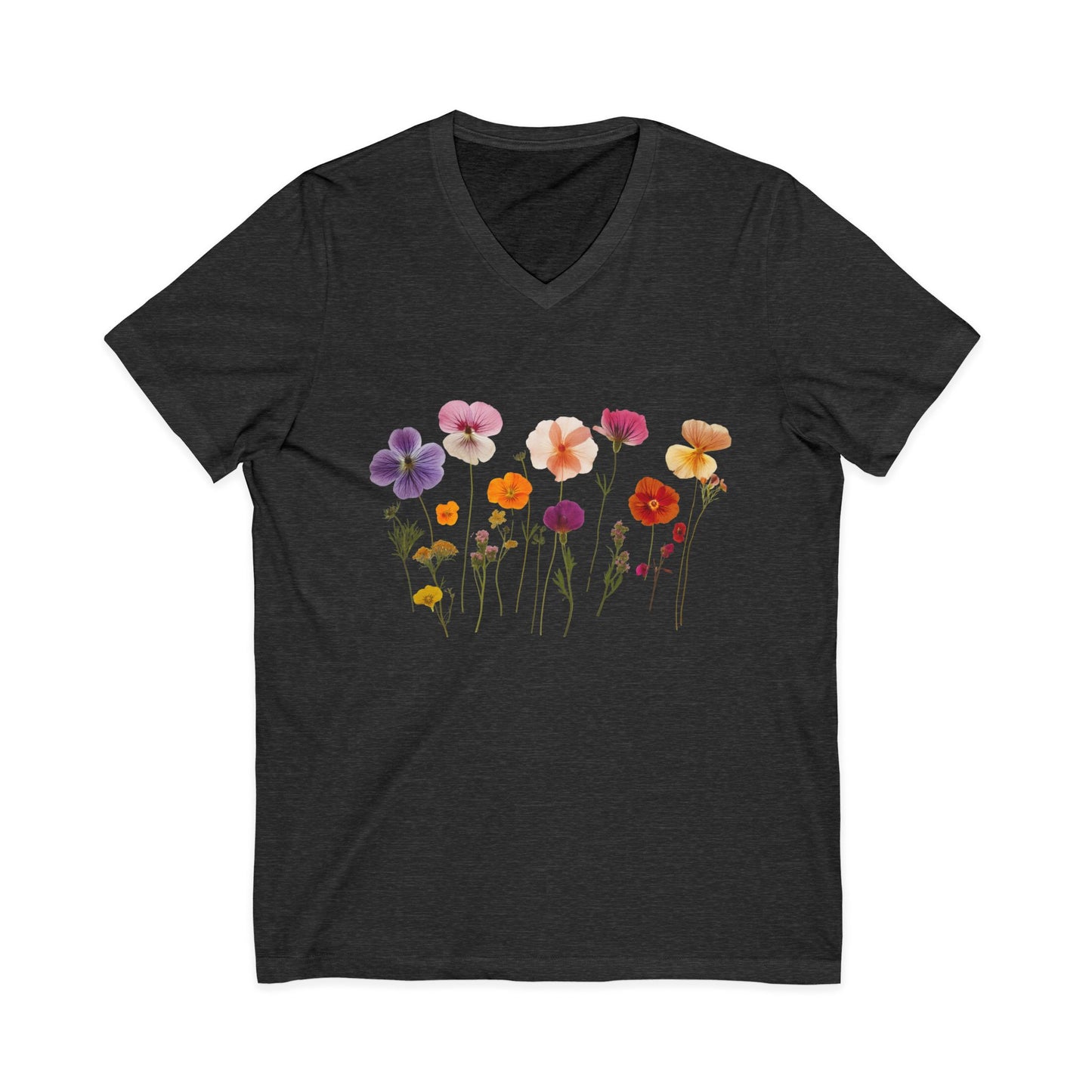 Pressed Flowers - Short Sleeve V Neck