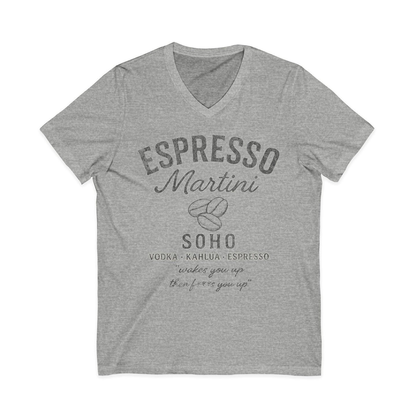 Espresso Martini, Vintage Faded Print - Short Sleeve V Neck