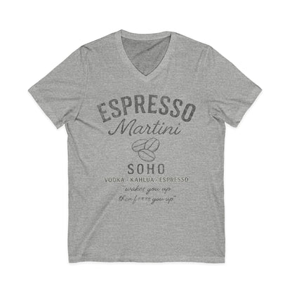 Espresso Martini, Vintage Faded Print - Short Sleeve V Neck