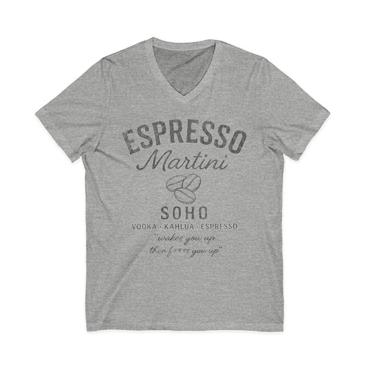 Espresso Martini, Vintage Faded Print - Short Sleeve V Neck