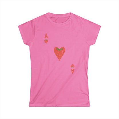 The Ace Of Strawberries, Vintage Distressed Print - Women's Cut Fitted Tee