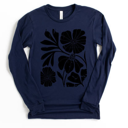 Artistic Boho Floral Print - Bella Canvas Super Soft Long Sleeve T Shirt