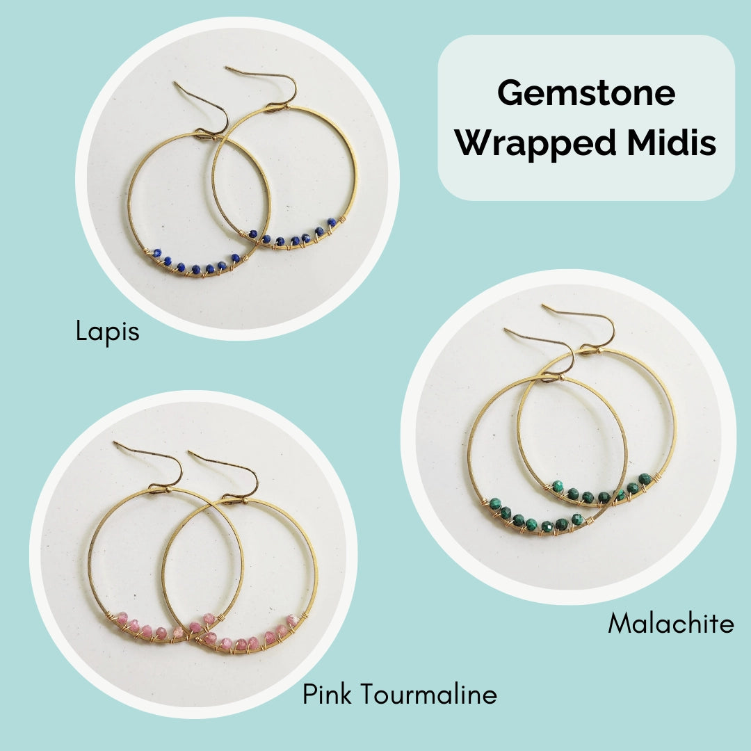 Gemstone Wrapped Dangle Earrings, Gifted To Joanna Gaines