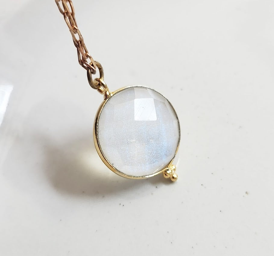 Moonstone Medallion Dangle Earrings and Pendant Necklace