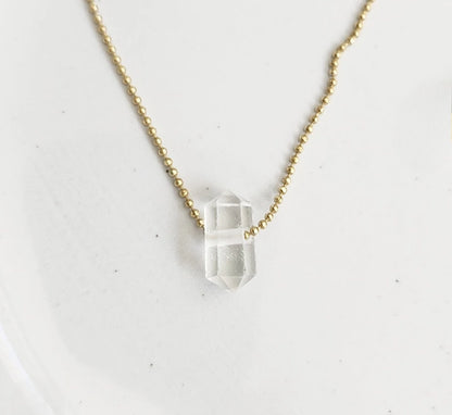 Mini Herkimer Diamond Quartz Beaded Focal Pendant Necklace
